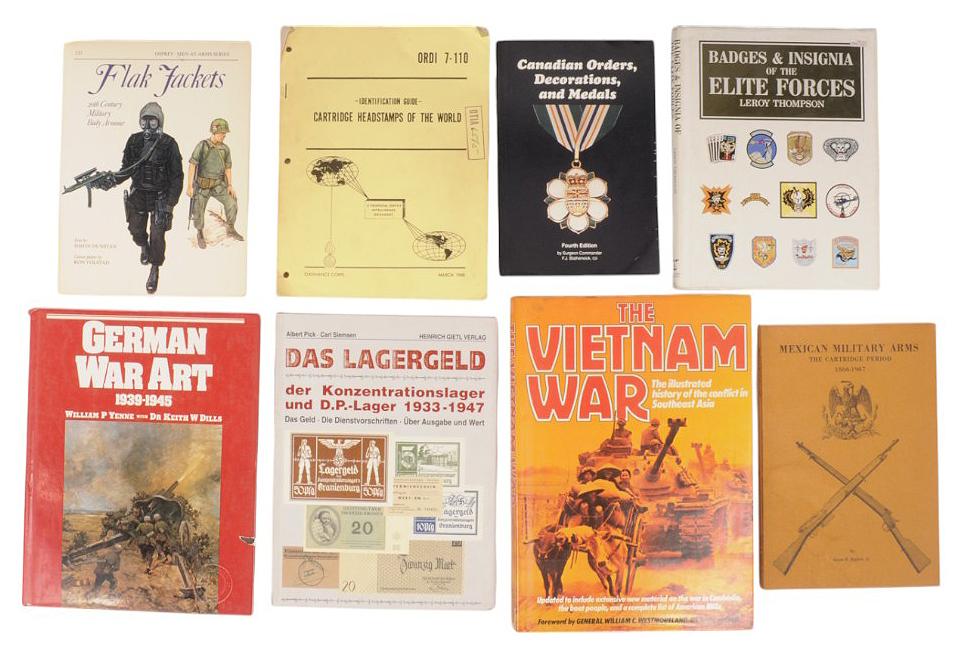 Group Lot of 8 Militaria and Surplus Weapon Educational Books (A)