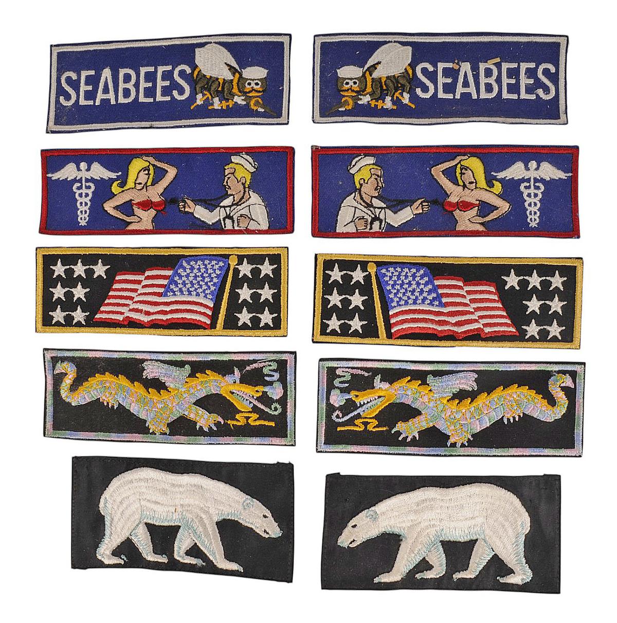 Lot of 10 Assorted US Navy Unofficial Vietnam War "Liberty Cuffs" Novelty Patches(A)