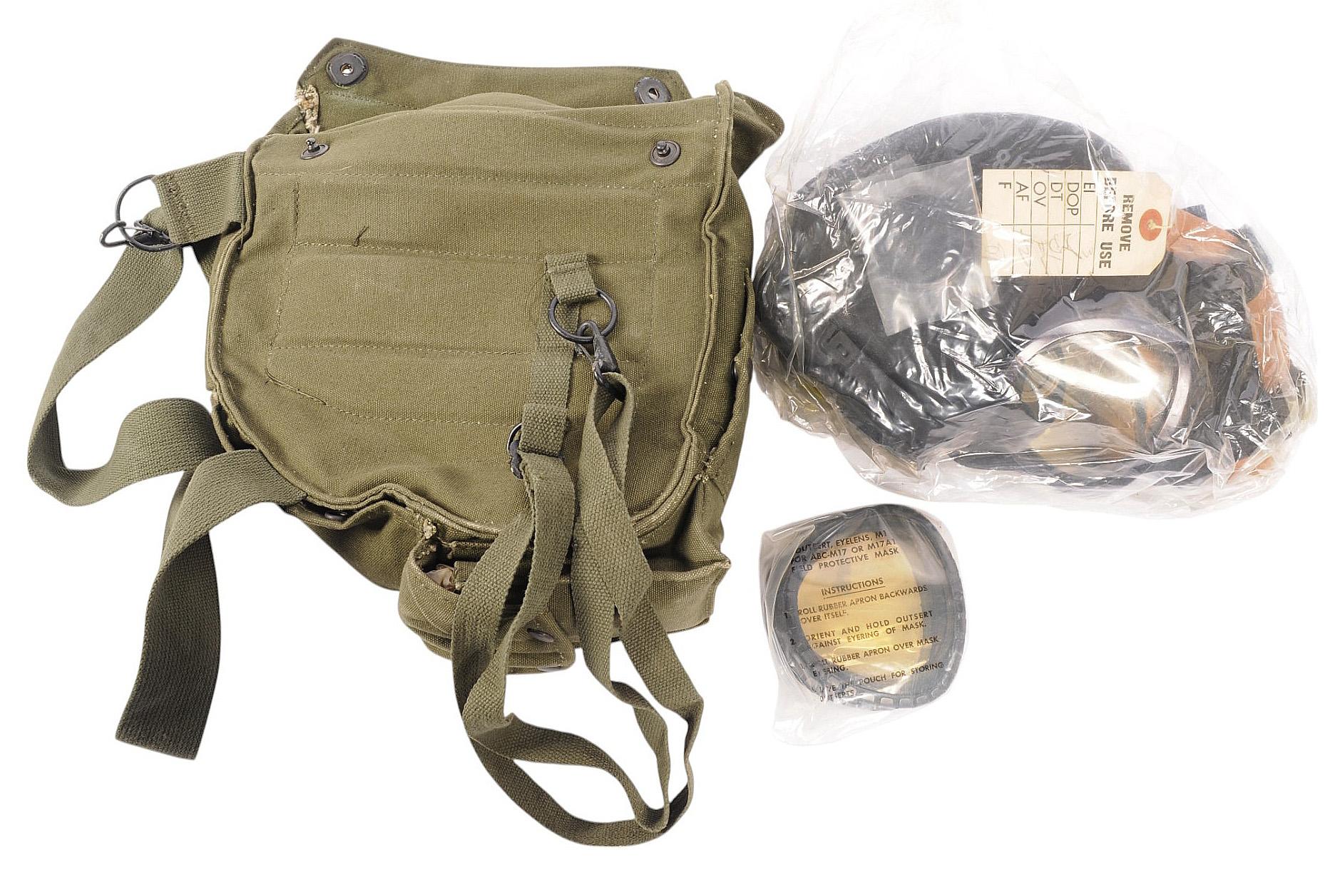 Vietnam War Issued M17A1 Gas Mask Set with Bag Lot of 2 Sets  (JAS)