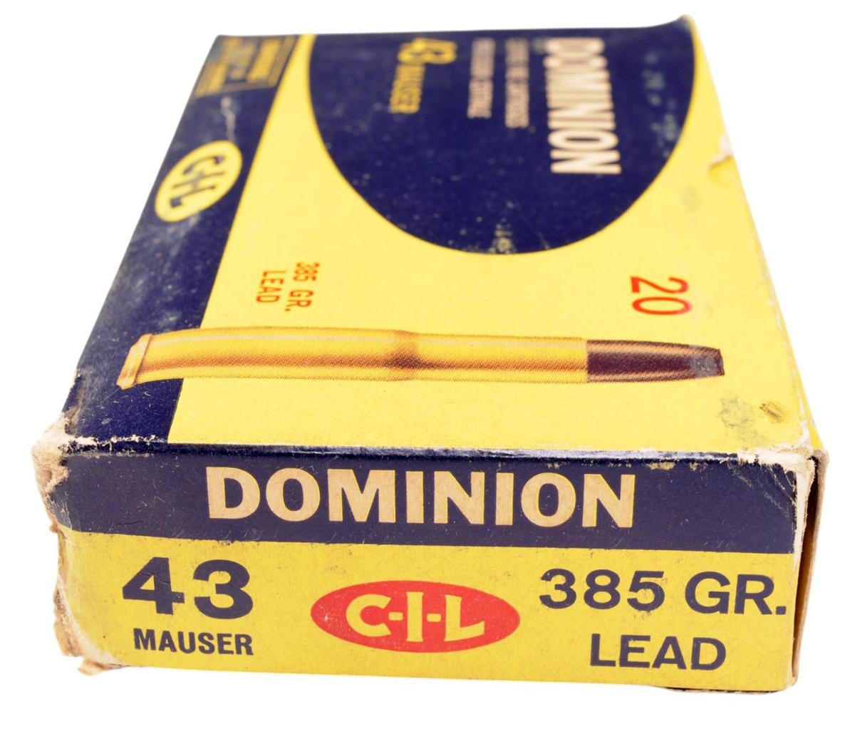 Dominion Manufactured 20 Round Box of 43 Mauser 385 Gr.  (AHI)