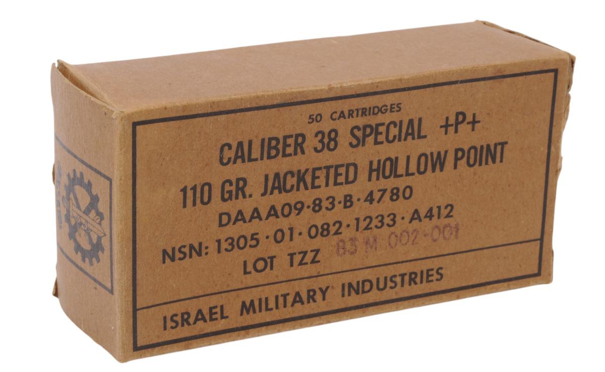 Israeli Military Industries Full Box of 50 Rds. 38 Special +P+ 110 Gr. Jacketed Hollow Points (EDN)