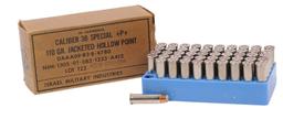Israeli Military Industries Full Box of 50 Rds. 38 Special +P+ 110 Gr. Jacketed Hollow Points (EDN)