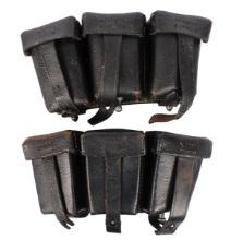*German WWII K98 Mauser 8mm Mauser 3 Cell Ammo Pouches Lot of 2 (J)