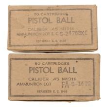 US Military USGI WWII Era 45 ACP. 50 Rd. Box Lot of 2 (D3J)