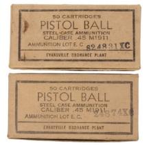US Military USGI 45 ACP 50 Rd. Box Lot of 2 (D3J)