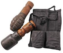 Rare Inert Vietnam War Vietcong NVA Stick Grenade Lot of 2 with the Original Pouch (H3S)