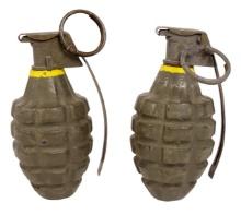 Inert US Military USGI WWII MKII Fragmentation "Pineapple" Grenade Lot of 2 (C3T)