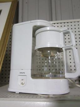 KRUPS COFFEE POT AND COFFEE MUGS