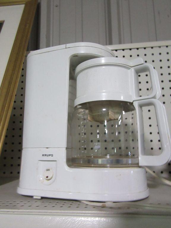 KRUPS COFFEE POT AND COFFEE MUGS