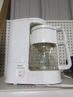KRUPS COFFEE POT AND COFFEE MUGS