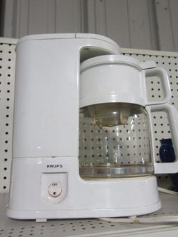 KRUPS COFFEE POT AND COFFEE MUGS