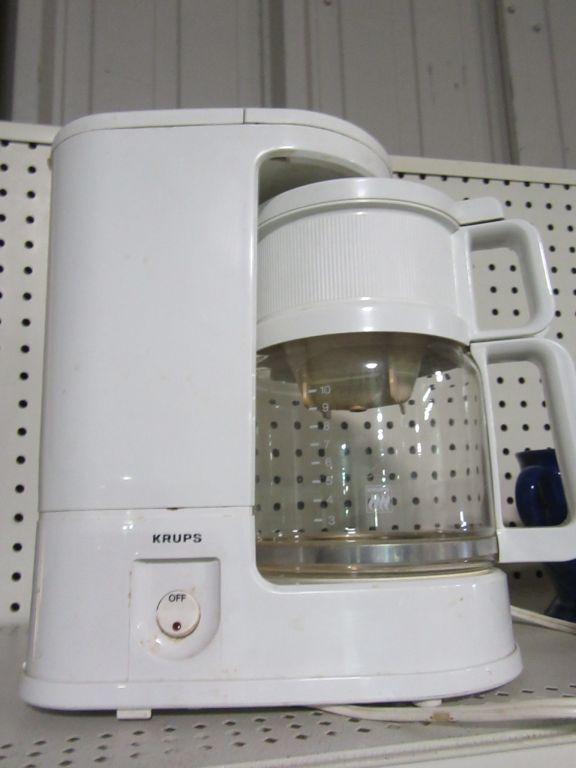 KRUPS COFFEE POT AND COFFEE MUGS