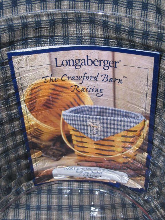 THE CRAWFORD BARN LONGABERGER BASKET SEPTEMBER 1998 WITH LID AND INSERT