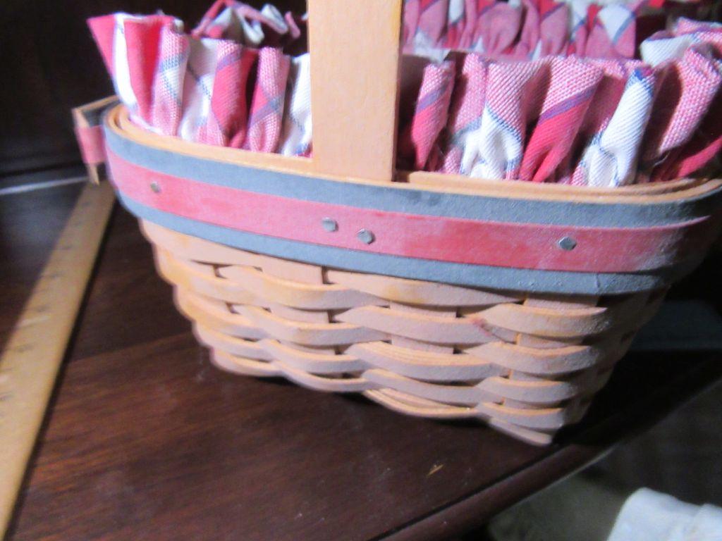 1998 LONGABERGER BASKET WITH DIVIDED INSERT. 2001 LONGABERGER BASKET WITH D