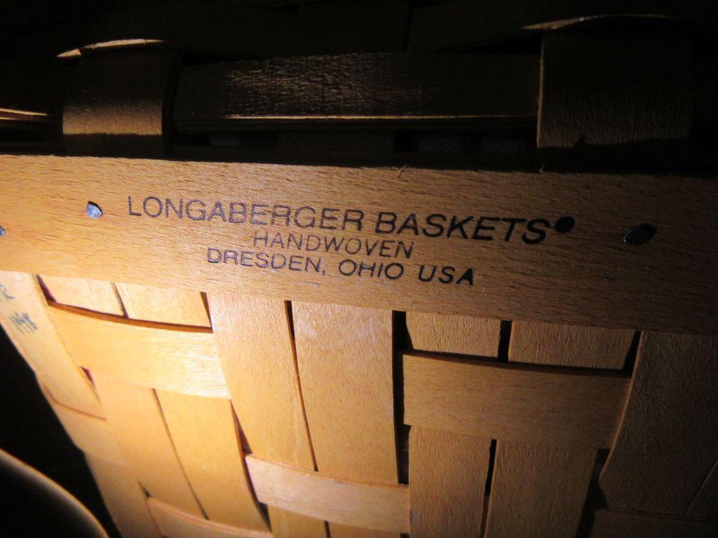 1998 LONGABERGER BASKET WITH DIVIDED INSERT. 2001 LONGABERGER BASKET WITH D
