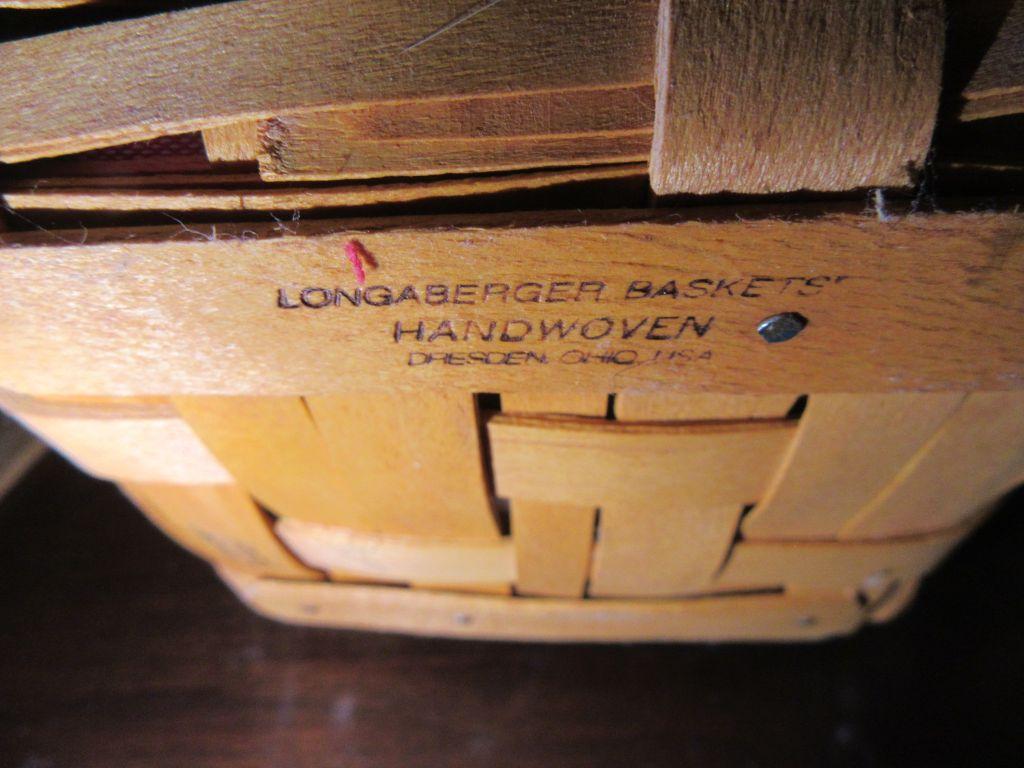 1998 LONGABERGER BASKET WITH DIVIDED INSERT. 2001 LONGABERGER BASKET WITH D