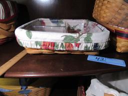 1998 LONGABERGER BASKET WITH DIVIDED INSERT. 2001 LONGABERGER BASKET WITH D