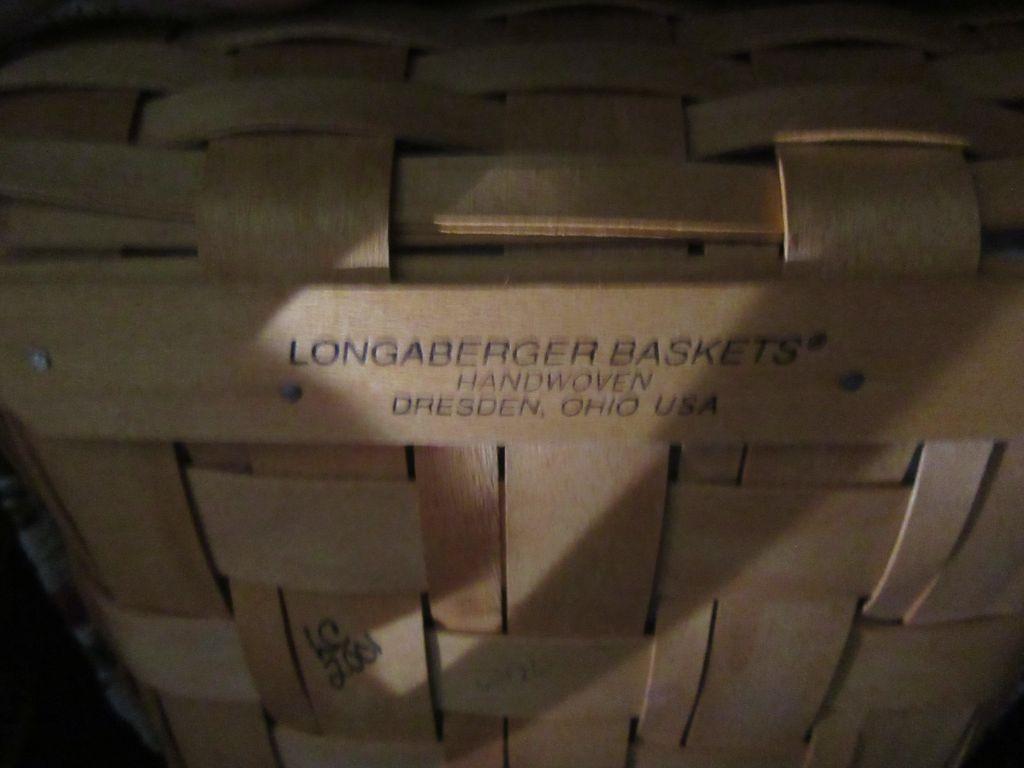 1998 LONGABERGER BASKET WITH DIVIDED INSERT. 2001 LONGABERGER BASKET WITH D