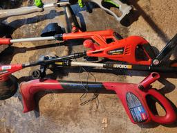 Variety of electric weed eaters and Worx edger. Only one charger for the Black & Decker cordless i