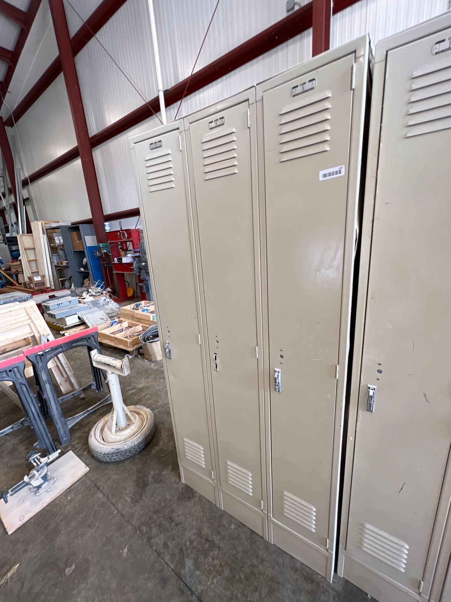 Lot of two sets of Lyon 3 door 3 ft lockers