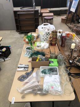 Lot of decorative items, florist items and Etc on top of table
