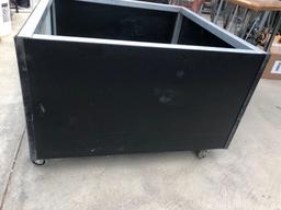 Heavy roll about cabinet with glass front