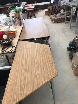 Small formica top writing table and 6 ft formica top table