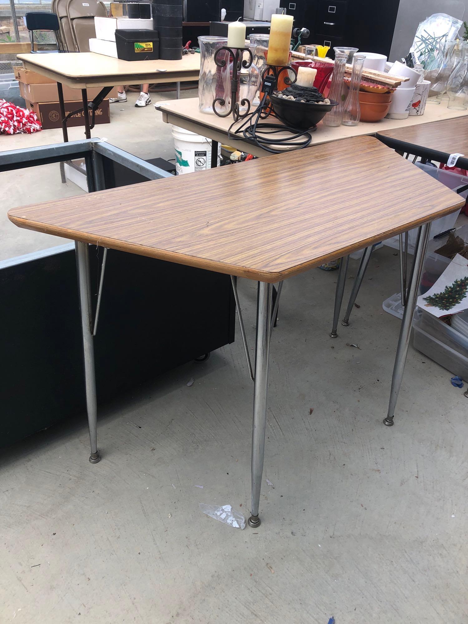 Small formica top writing table and 6 ft formica top table