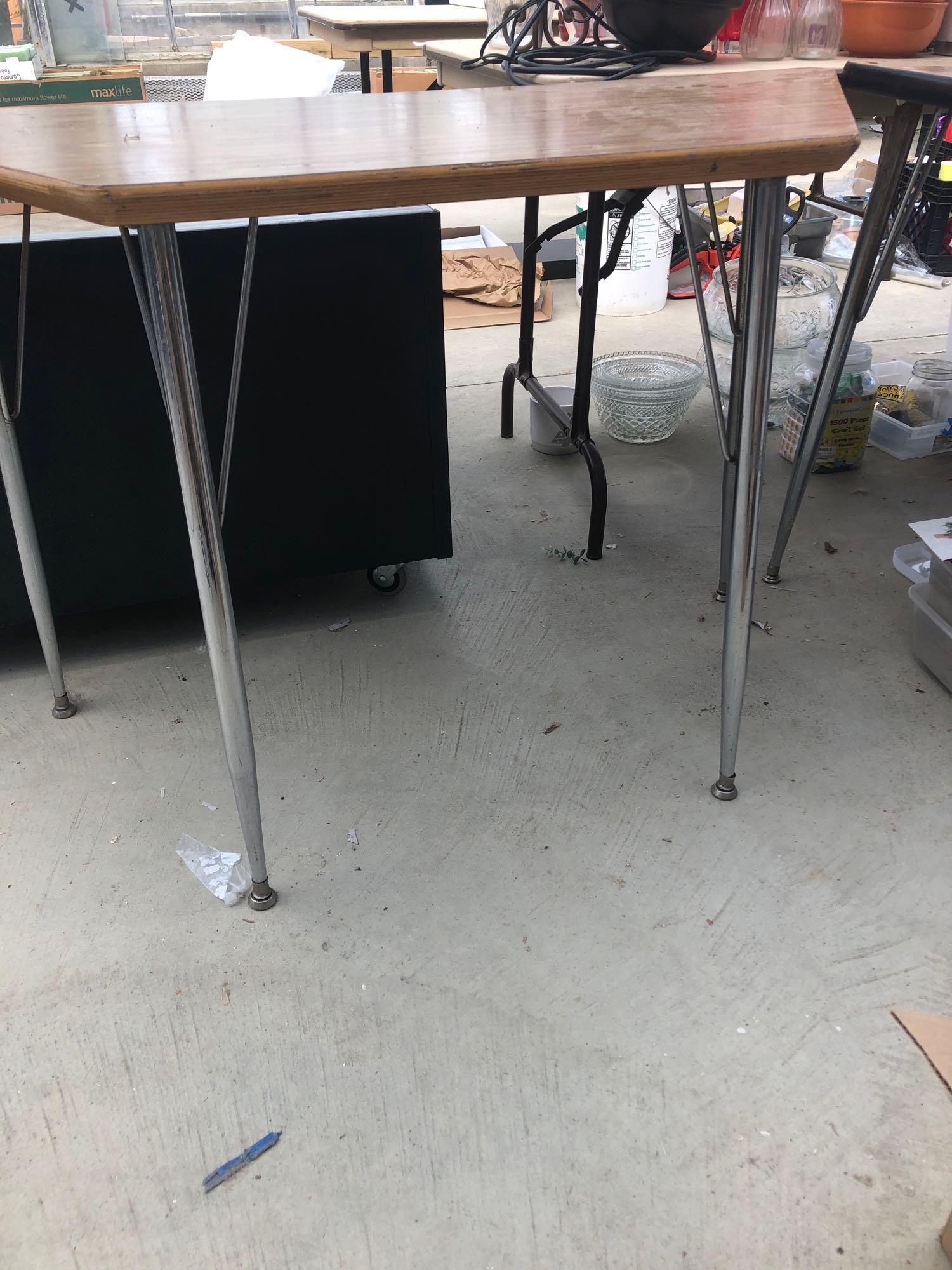 Small formica top writing table and 6 ft formica top table