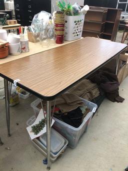 Small formica top writing table and 6 ft formica top table