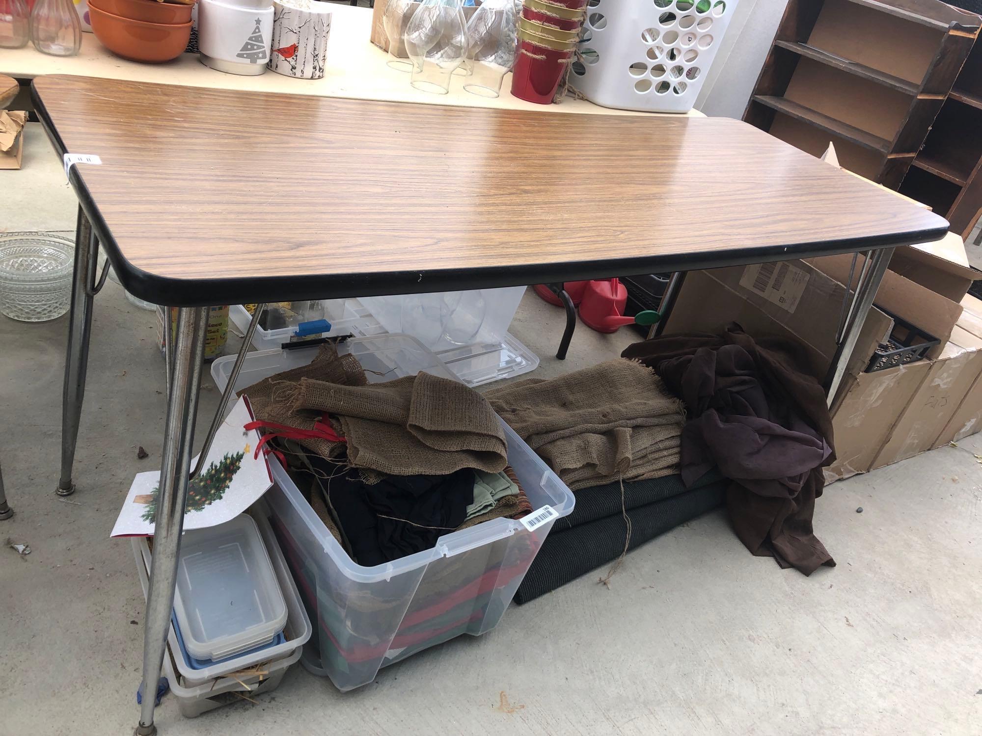 Small formica top writing table and 6 ft formica top table