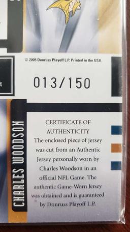 2005 Donruss playoff honors Randy Moss and Charles Woodson card