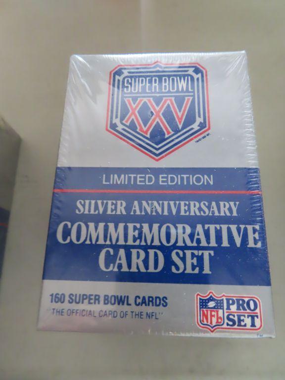 Super Bowl 25 limited edition silver anniversary commemorative card set, unopened, factory sealed