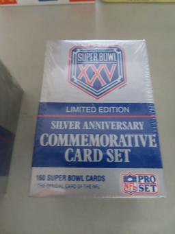 Super Bowl 25 limited edition silver anniversary commemorative card set, unopened, factory sealed