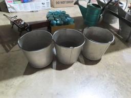 Lot of three metal buckets