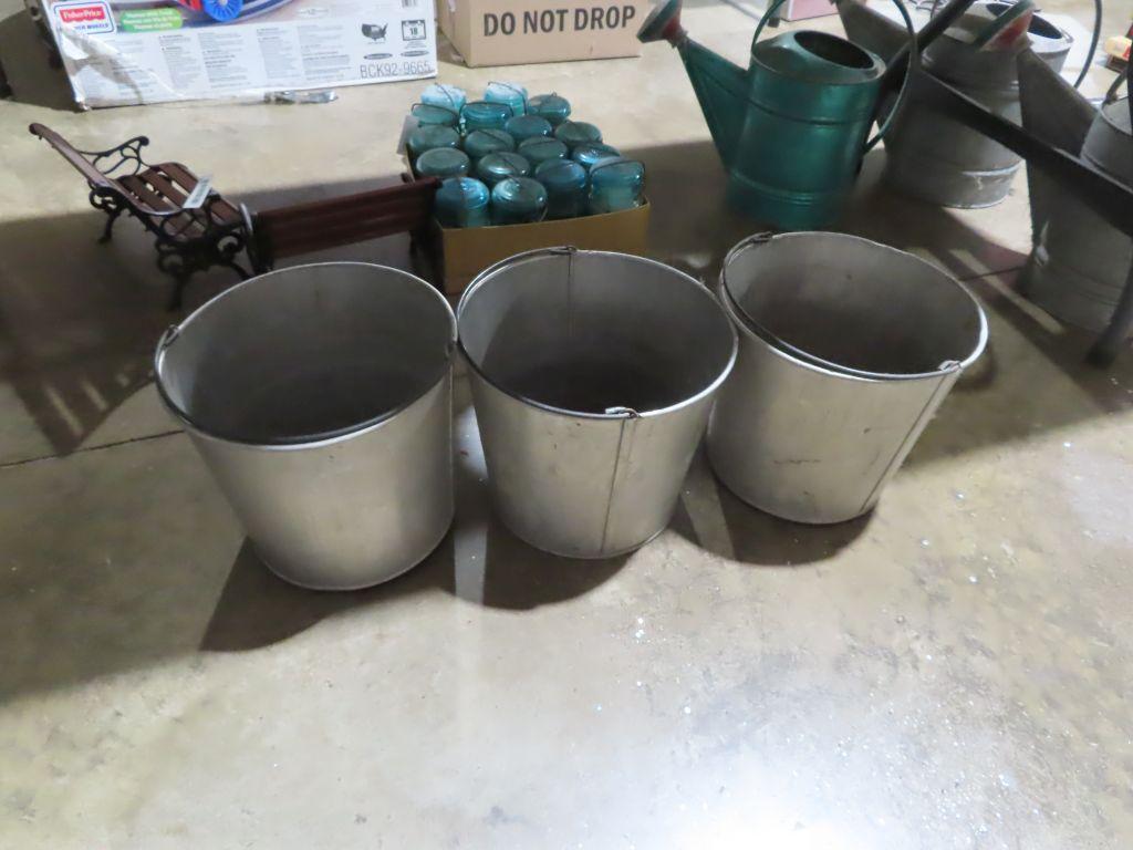 Lot of three metal buckets