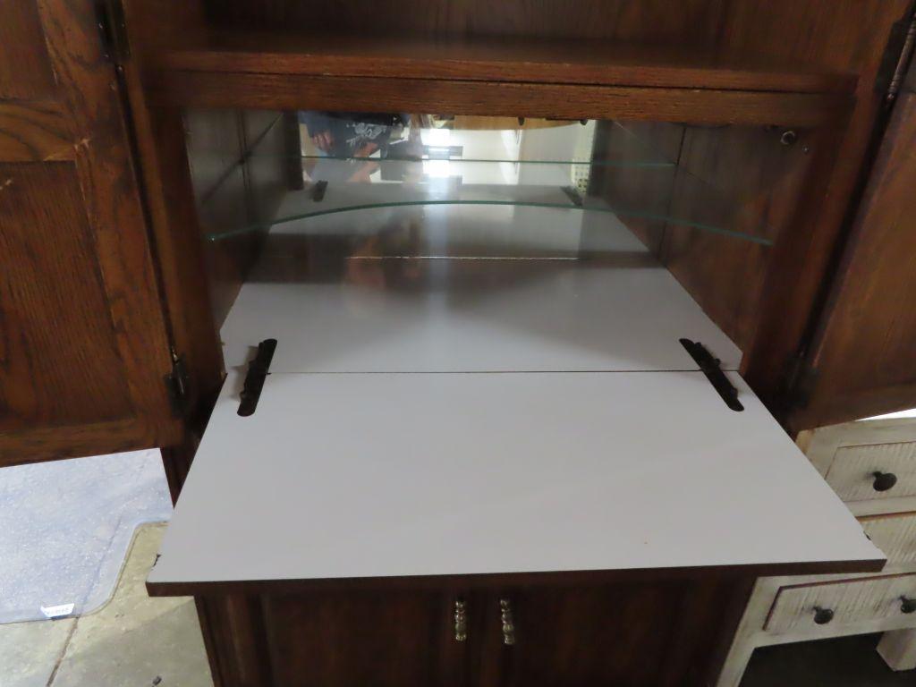 Fruitwood upright wall unit with built-in desk