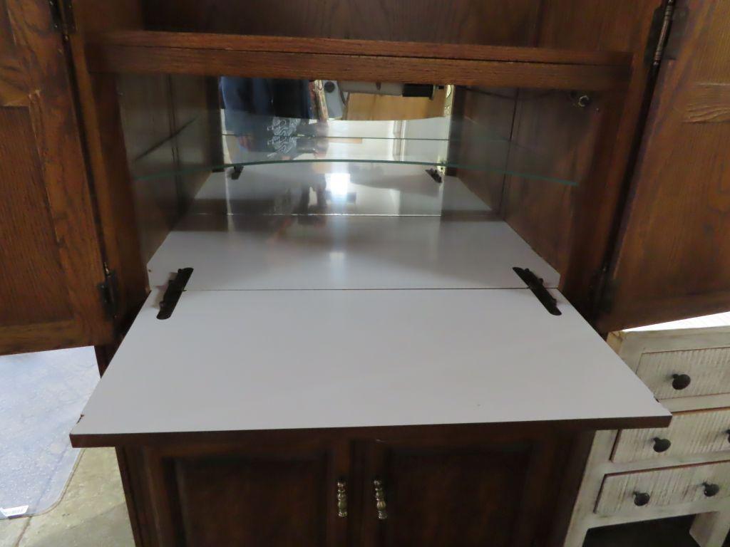 Fruitwood upright wall unit with built-in desk