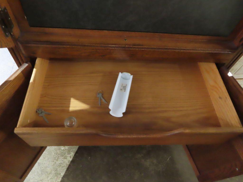 Fruitwood upright wall unit with built-in desk