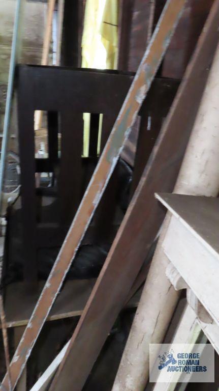 Lot of wooden trim and lumber in garage