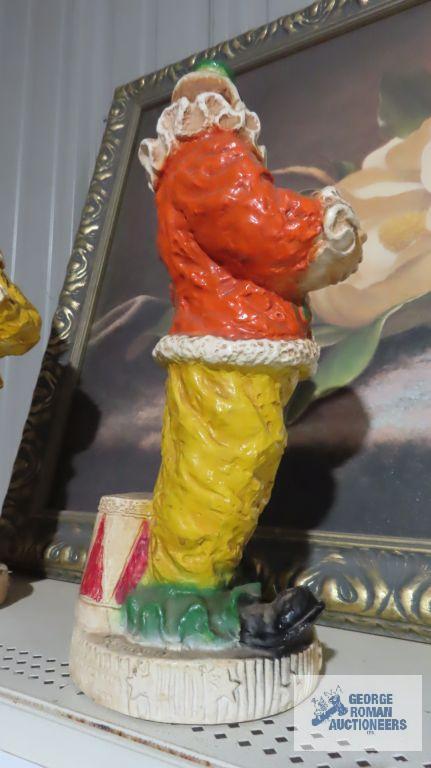 Pair of composite clown figurines