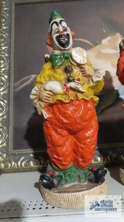 Pair of composite clown figurines