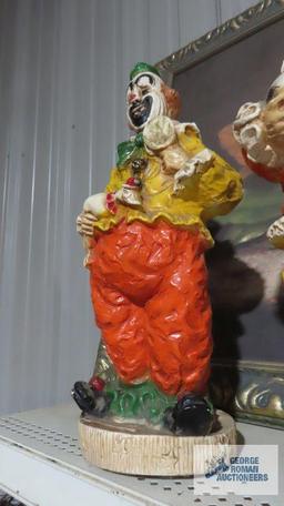 Pair of composite clown figurines