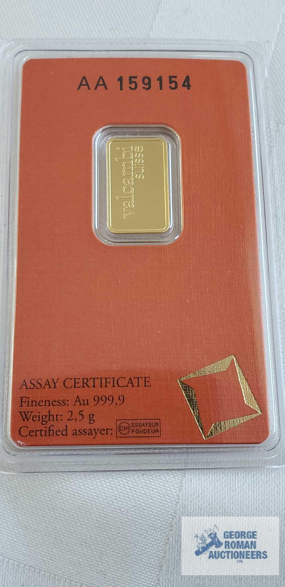 Valcambi suisse gold bars, weight 2.5 G Quantity 4