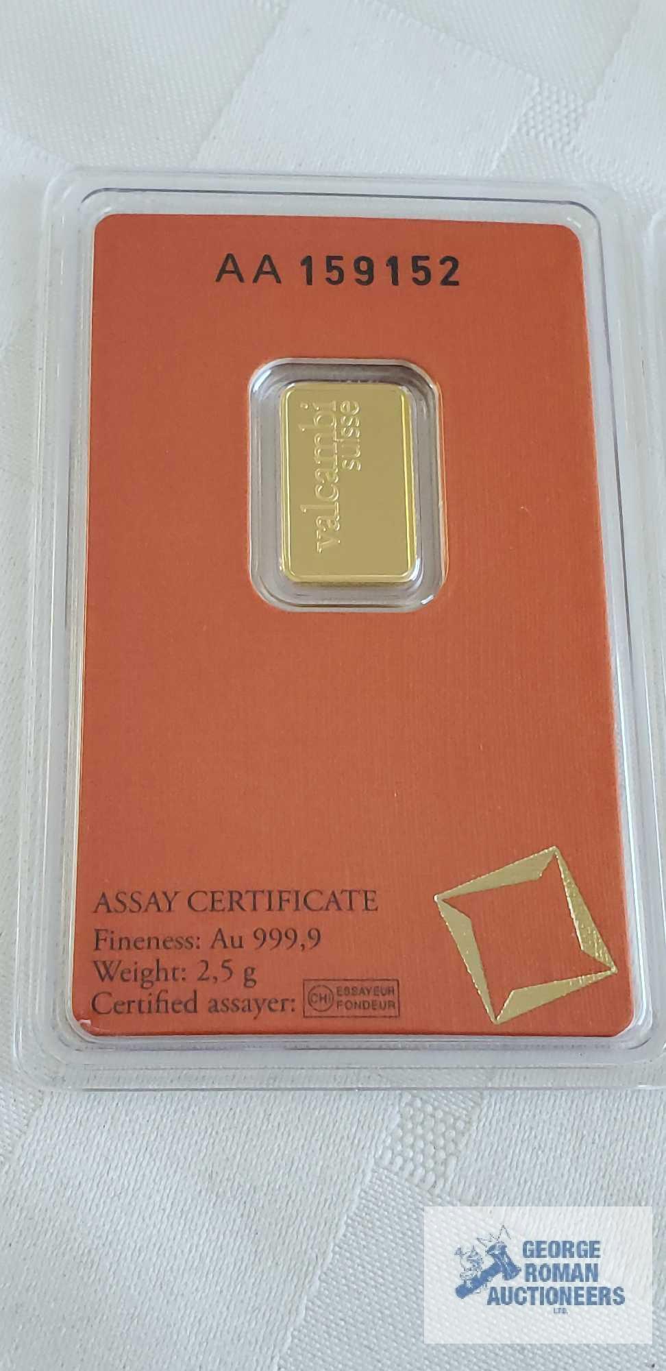 Valcambi suisse gold bars, weight 2.5 G Quantity 4