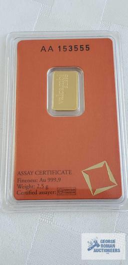 Valcambi suisse gold bars, weight 2.5 G Quantity 4