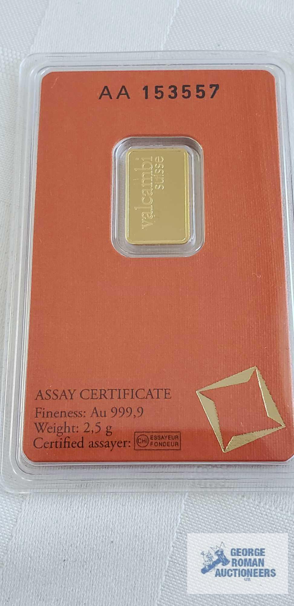 Valcambi suisse gold bars, weight 2.5 G Quantity 4