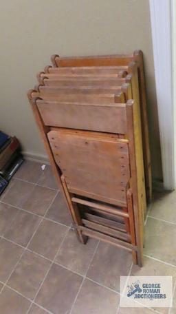 Lot of wooden folding chairs