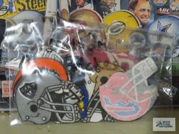 Super Bowl XXV collage poster and fabric helmet cutouts