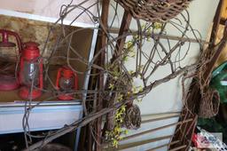 Drying rack with assorted wreaths and etc